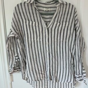 Lou & Grey Striped Button Down Top